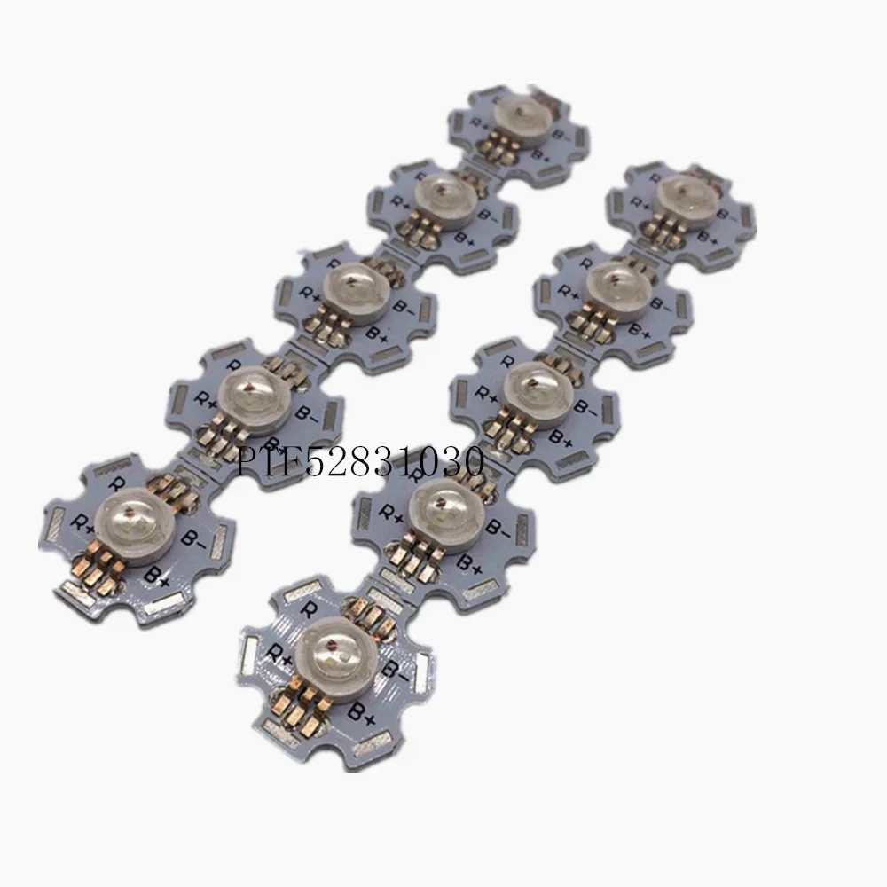 10pcs 3W RGB cor 6pin LED chip peça de lâmpada de luz LED com base de estrela de 20 mm