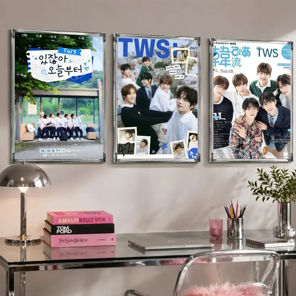 k-pop T-TWS Poster Self Adhesive Wall Decor Waterproof Removable for Bedroom Living Room bar Gift