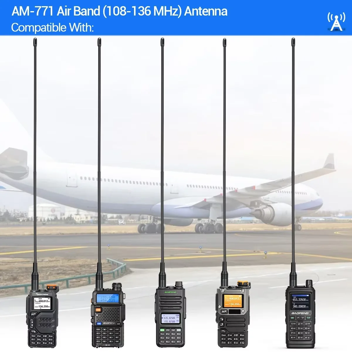 AM-771 Antenna Full Band 108-136Mhz Per Quansheng UVK5 UVK6 UV5R Plus Baofeng M5R UV17M UV13M Rt-830 Walkie Talkie