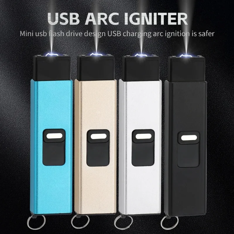 New Portable Pulse Single Arc Lighter Flameless Windproof Plasma USB Rechargeable Metal Lighter Men's Creative Selected Gadgets