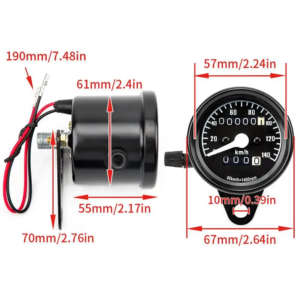 12V evrensel motosiklet kilometre sayacı takometre motosiklet tamir Vintage enstrüman Scooter Motor Retro siyah metre