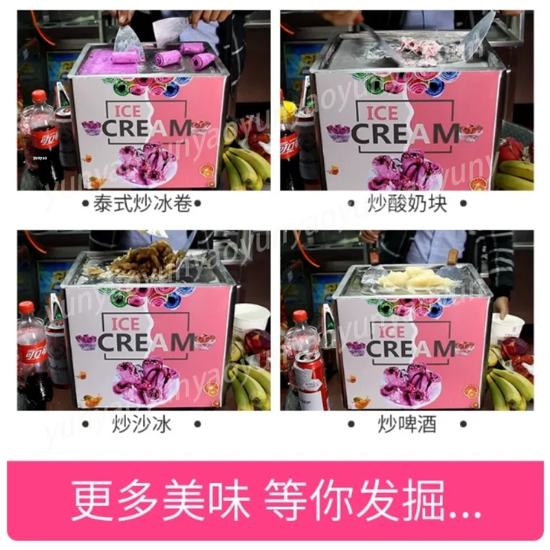 Commercial Fried Ice Cream Roll Machine Durable Yogurt Milk Fruit Slush Shaved Ice Maker for Street Store