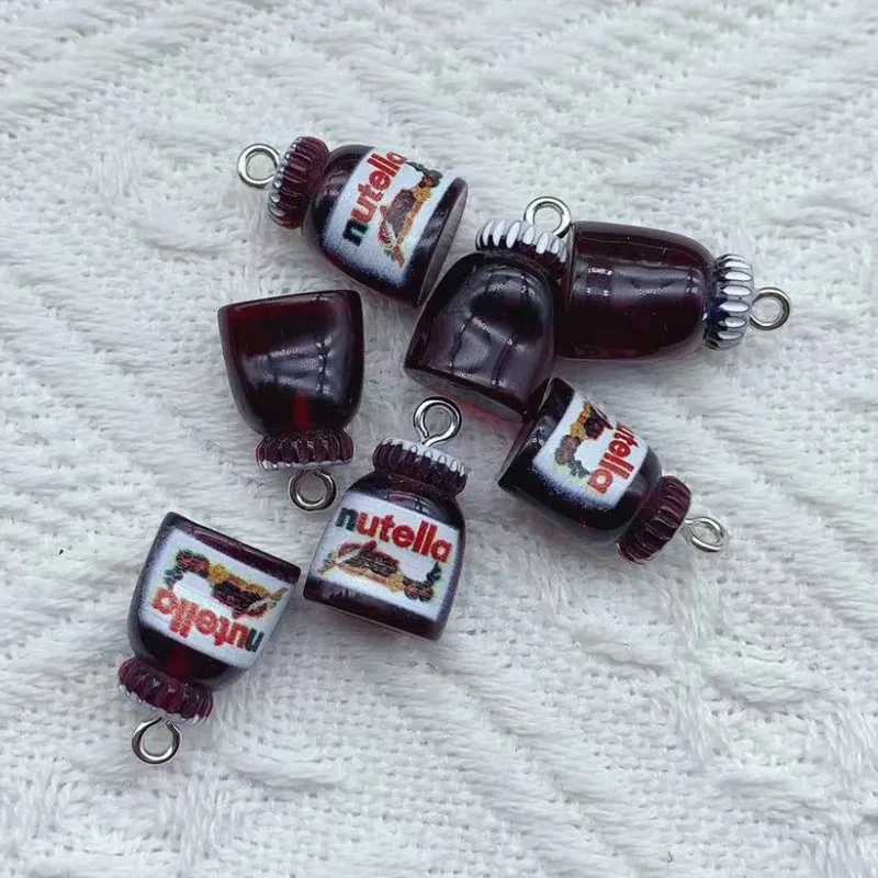 10Pcs Cartoon 3D Bread Jam Resin Charms for Necklace Earrings Keychain Making Jewelry Cute Bottle Floating Pendants
