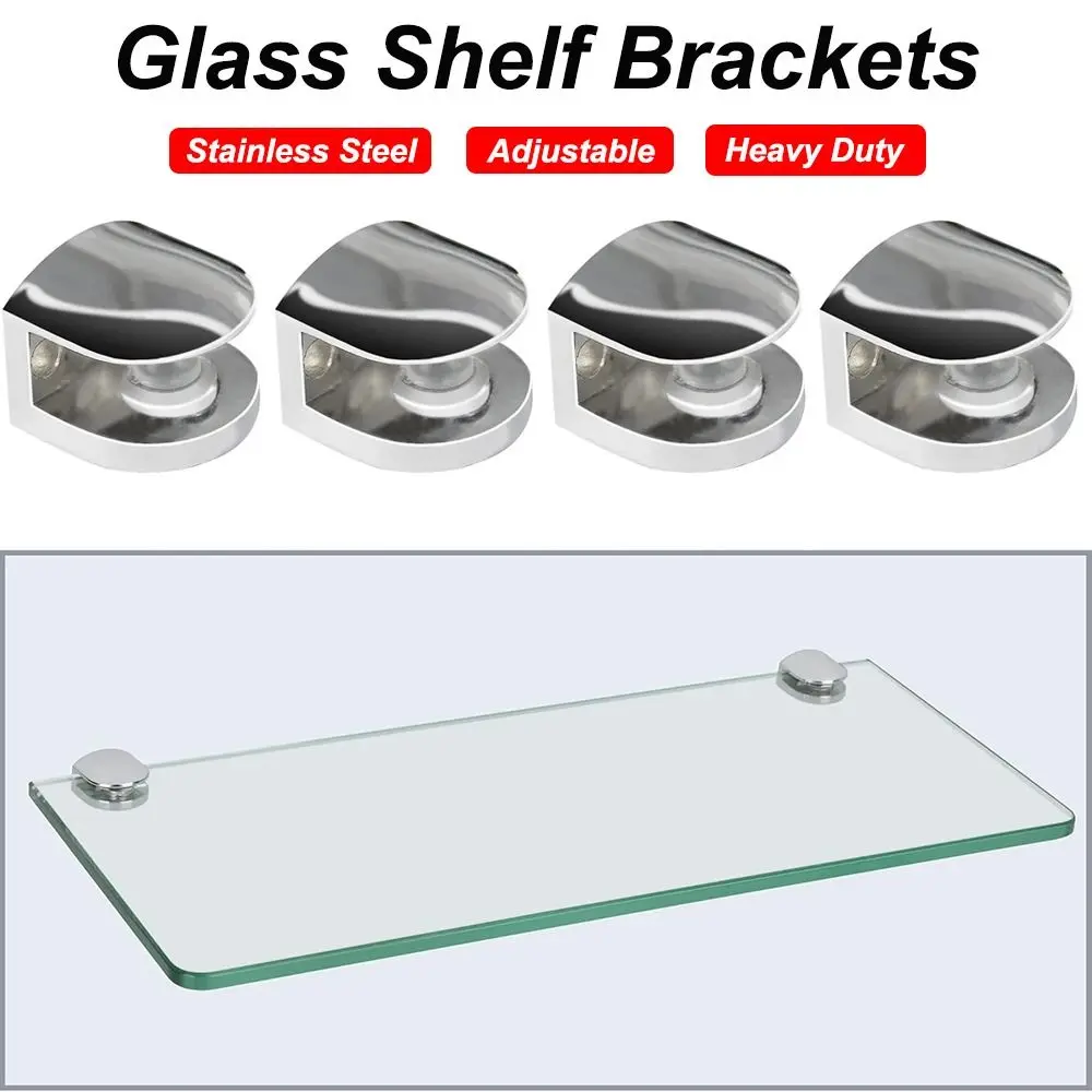 Replacement Parts Stainless Steel Glass Shelf Brackets Heavy Duty Adjustable Railing Holder Silver Glass Support