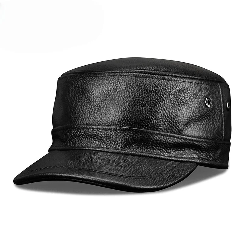 

Genuine Leather Hat for Middle-Aged and Elderly Men Winter Outdoor Men's Hat Full-Grain Cowhide Leather Warm Hat