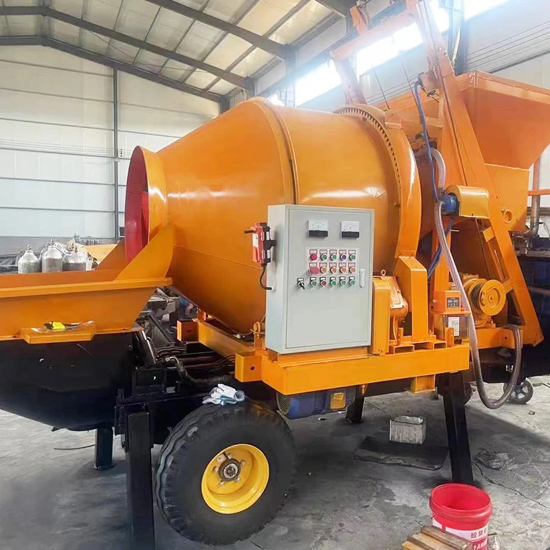 Durable Automatic Concrete Pump with Heavy Duty Mixer and Long Distance Pipes for High Rise Building Projects