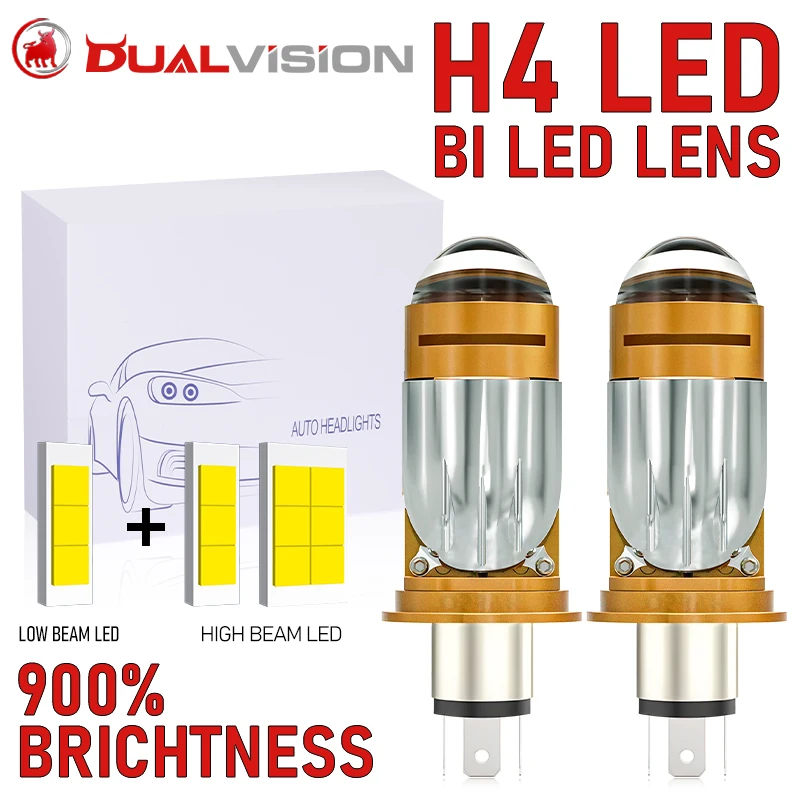 

H4 Bi LED Mini Projector Lens LHD RHD 2PCS Car Headlight Bulbs CANBUS H4 High Low Dual Beam 12V Auto Motorcycle Mini Lens 6000K