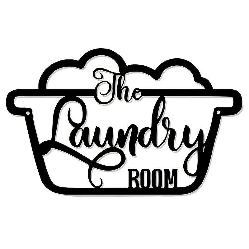 HelloYoung Rustic Cute Laundry Room Decor Sign - Vintage Metal Wall Art for Hanging Decoration and Accessories