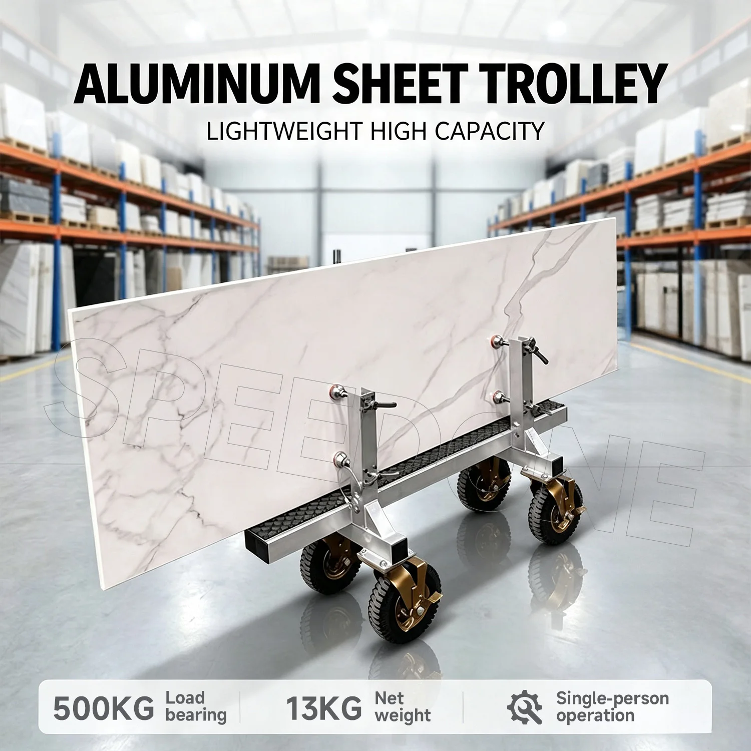 Industrial Four-Wheel Aluminum Alloy Platform Moving Cart with Rubber-Tired Wheels and ODM/OEM Customization