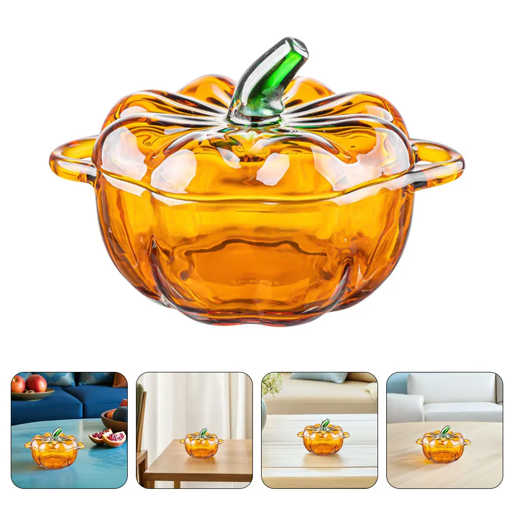 

Transparent Glass Pumpkin Candy Jar with Airtight Lid for Storage Halloween Candy Bowl Snack Jar Fall Thanksgiving Decoration