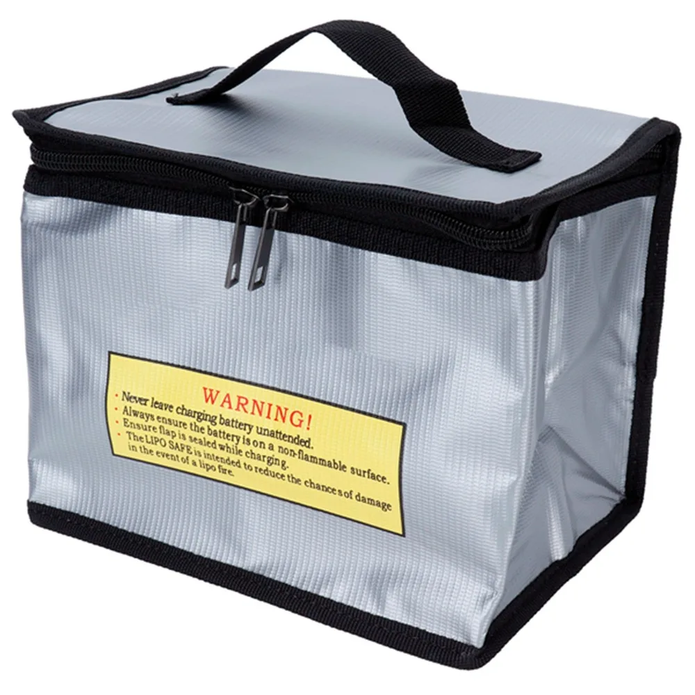 Silver Zipper Stereo Fireproof Lithium Battery Safety Bag Flame Retardant Battery Charging Storage Bag