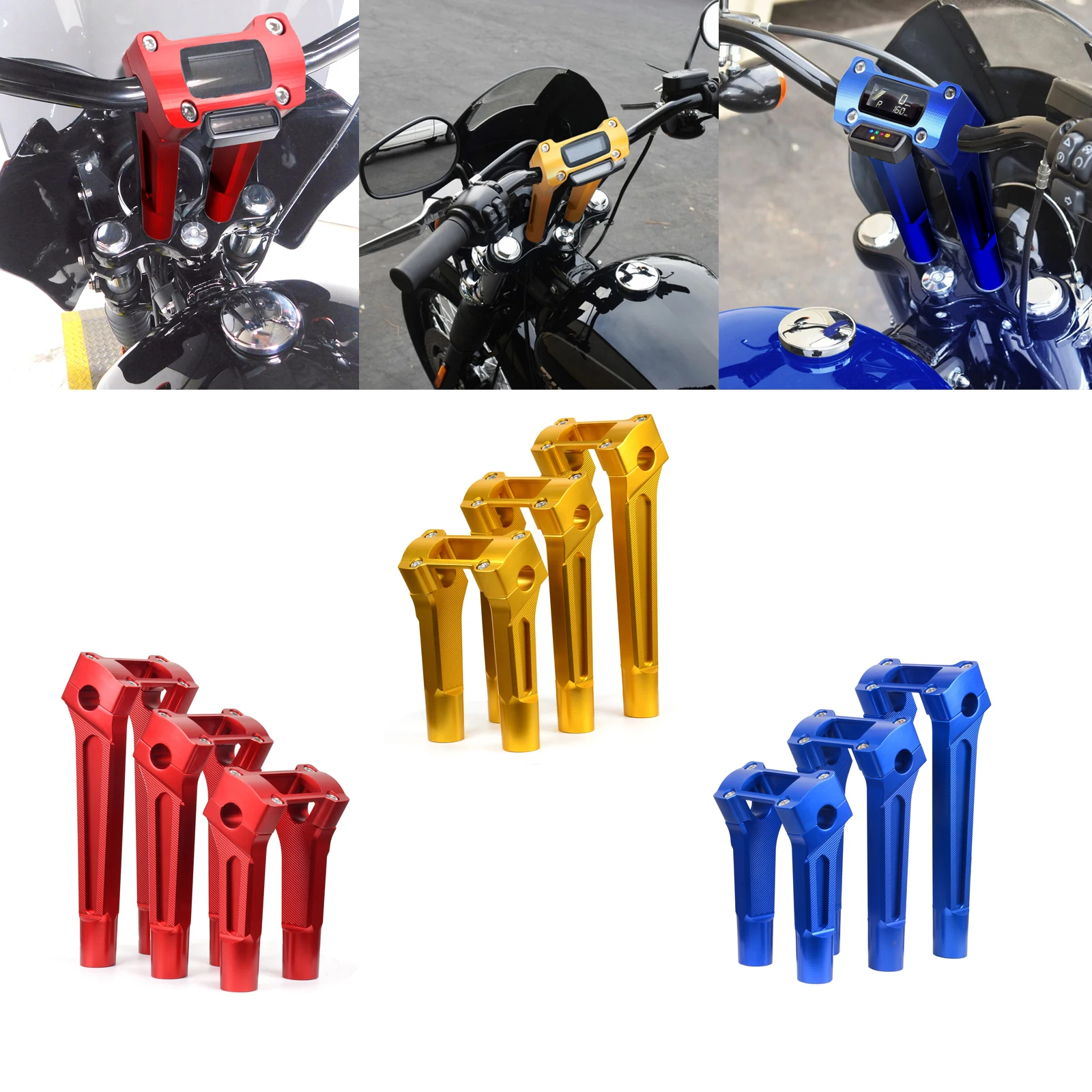 

6"8" Motorcycle Handlebar Risers Digital Gage Gauge Handlebar Riser for Harley Riser Softail Street Bob 2018 2019 2020 2021