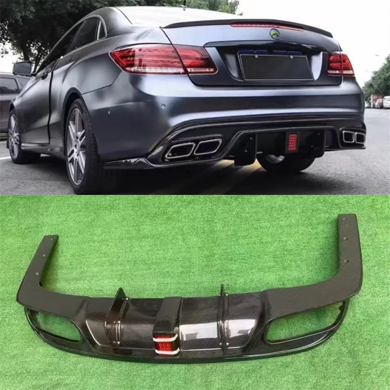 

Для Mercedes Benz E Class W207 2014-2017 настоящее углеродное волокно, задний бампер автомобиля, диффузор, разветвители выхлопных газов, спойлер, комплект кузова