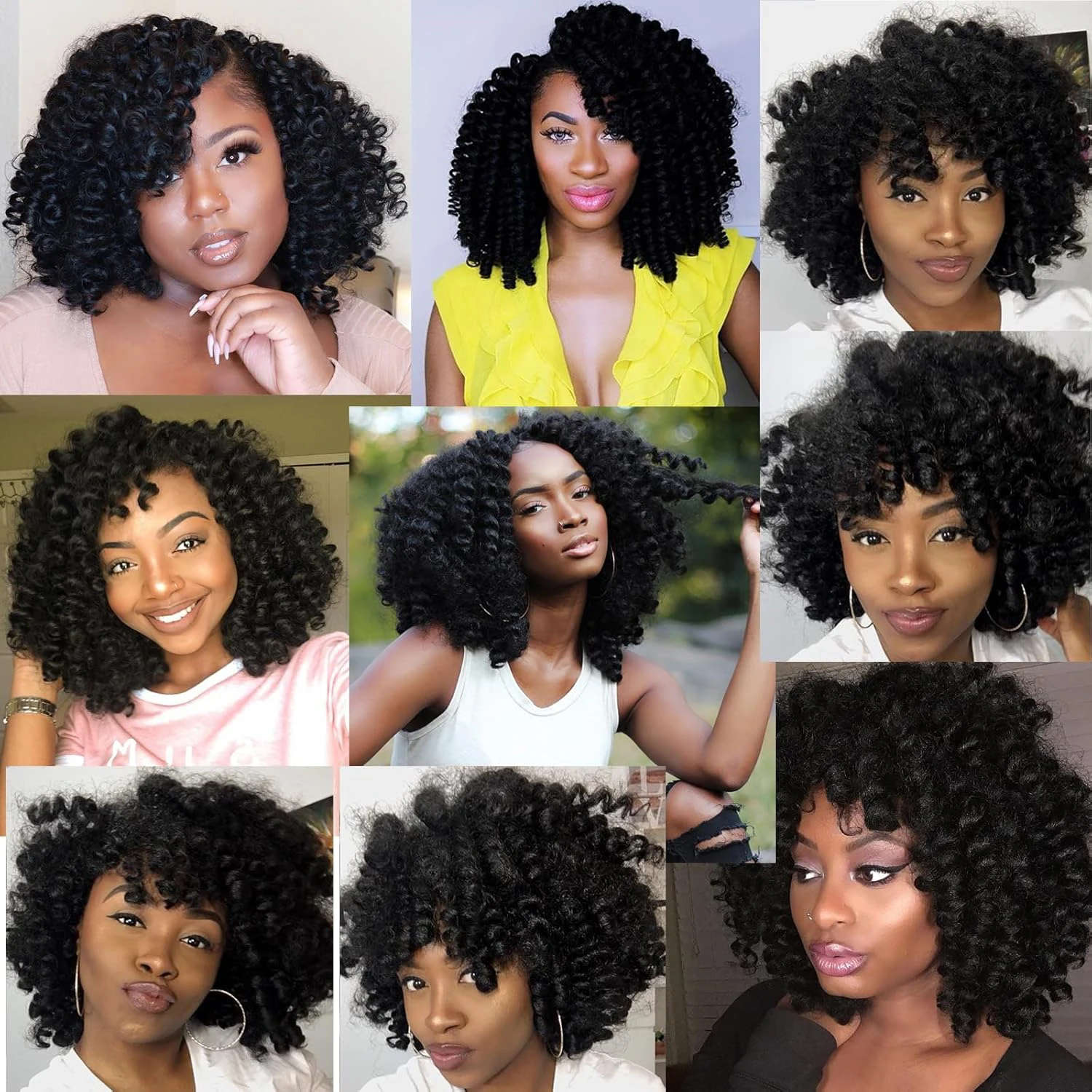 クロシェブレイズヘア 8/10/12インチ ジャマイカンバウンス ワンドカール クロシェヘア カールバウンス クロシェブレイズヘア 合成繊維