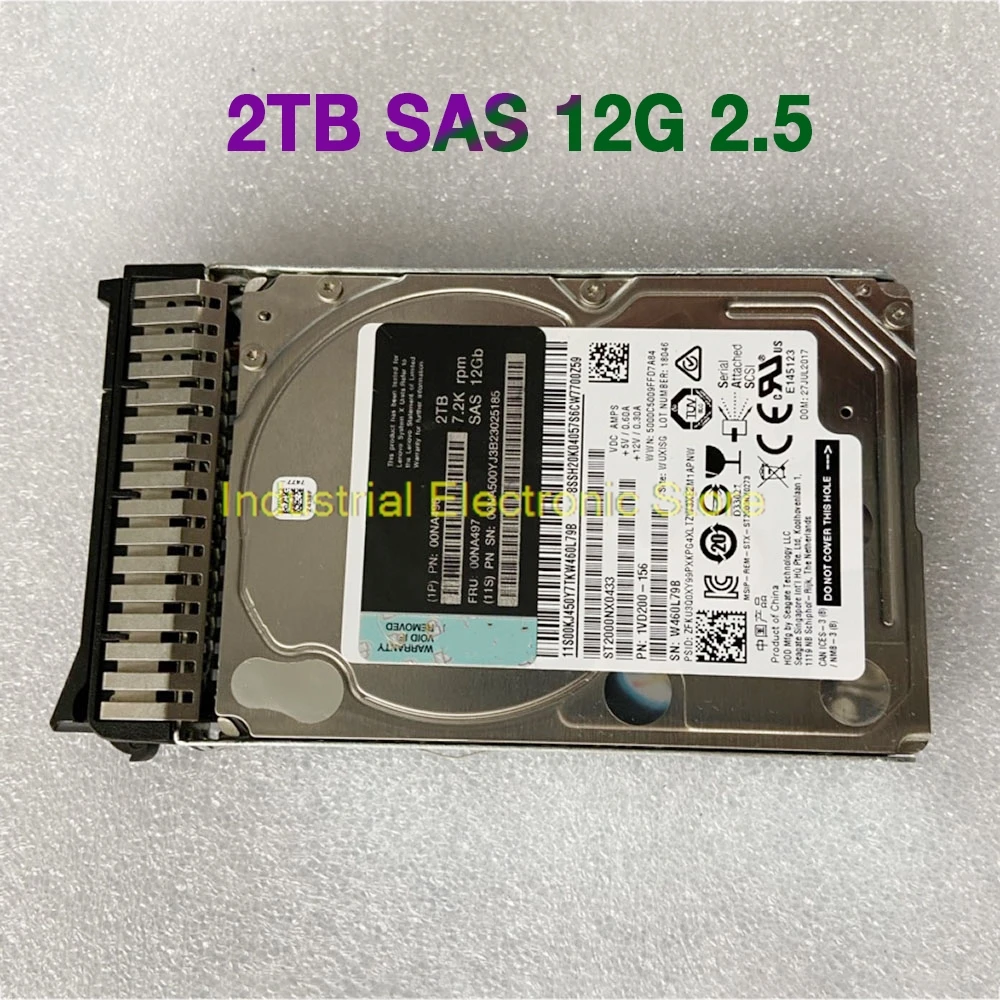 2TB For Lenovo 00NA497 00NA496 00NA500 SAS 12G 2.5 Server Hard Disk