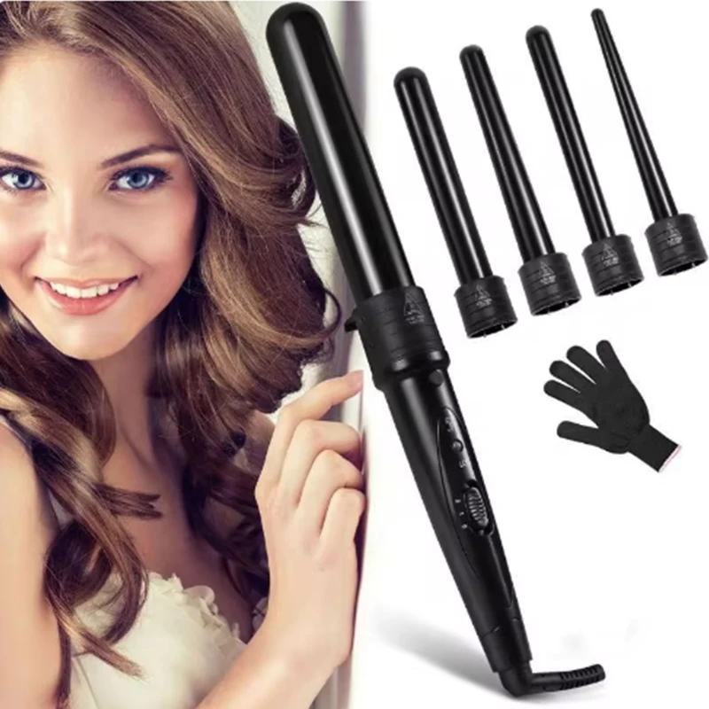 Professional Interchangeable Hair Curling Iron LCD Display Hair Curler Set 5 in 1 Interchangeable Hair Curling