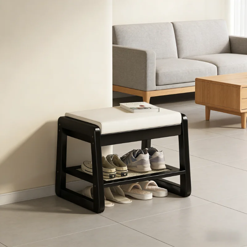 

Simple black shoe stool, modern multi-layer storage stool, suitable for living room and home use