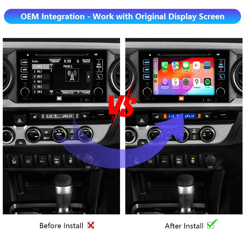 Tacoma OEM Upgrade Wireless CarPlay And Android Auto Decoder Module Interface Kit For 2017 - 2019