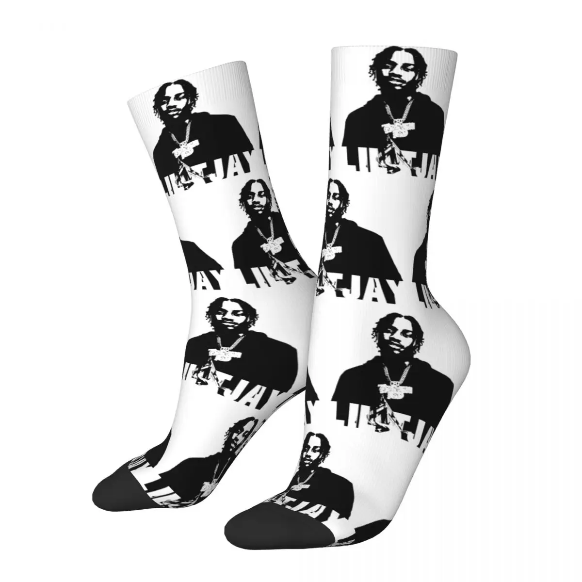 

Funny Lil Tjay Rapper Sports Socks Polyester Crew Socks for Unisex Non-slip