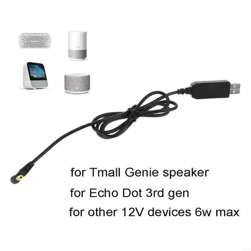 Y4ue USB 5V Paso hasta 12V 4.0x1.7 mm Cable alimentación para Dot 3rd Router