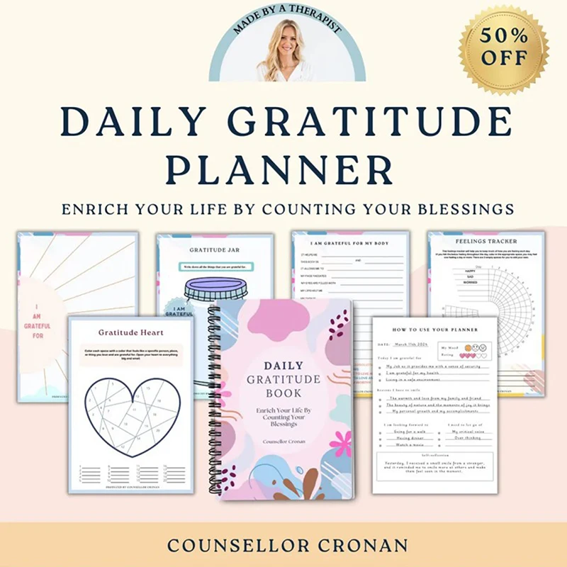 Gratitude Diary Book For Therapists Daily Guidance & Therapy Office Decor, Perfect For Emotional Learning & Coping Skills