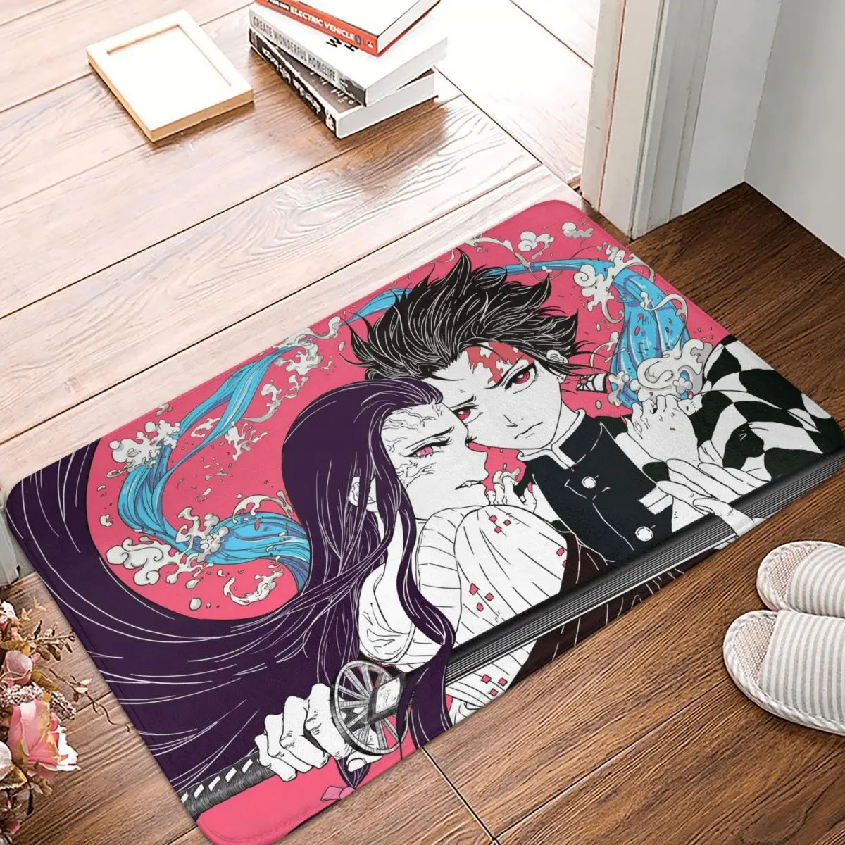 Dämon Slayer Kimetsu keine Yaiba Anime Nicht-slip Fußmatte Nezuko Bad Schlafzimmer Matte Im Freien Teppich Flanell Moderne Decor