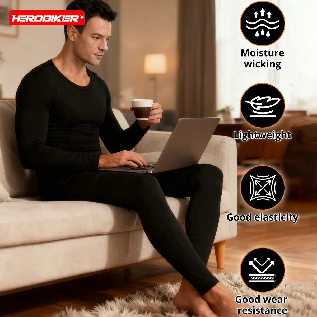 Autumn And Winter Warm Two-piece Thermal Underwear Set Thin Elastic Compression Fitness Winter Underwear Set
