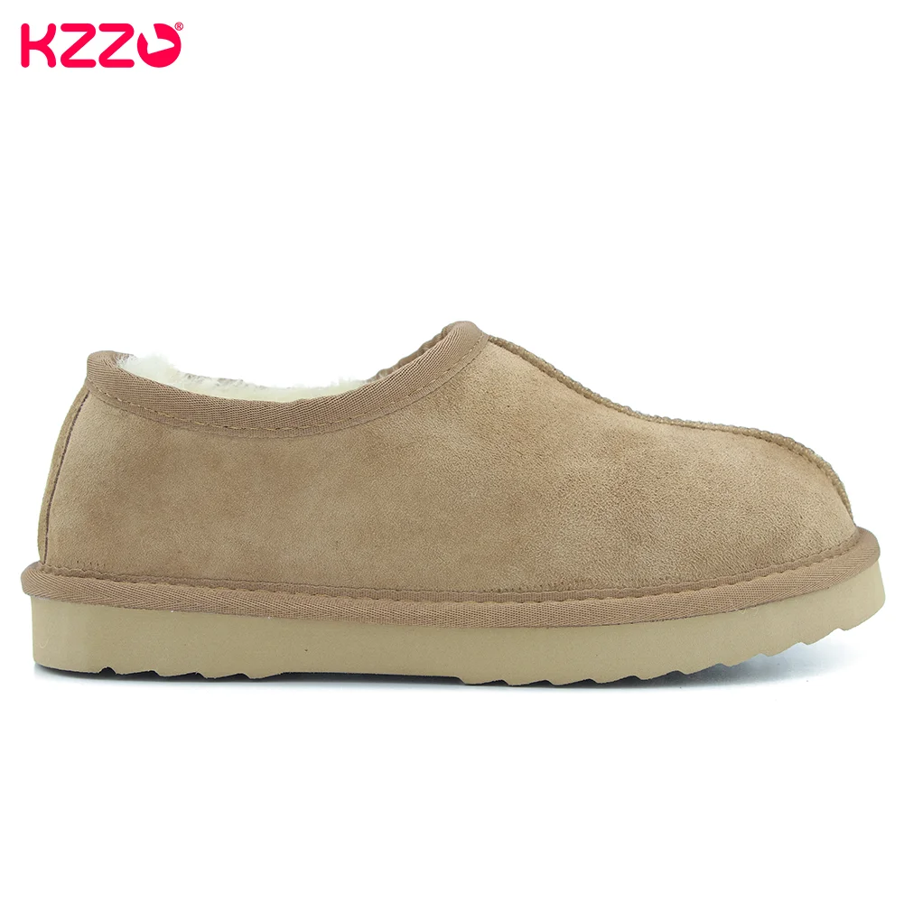 KZZO 2023 Women Ultra Mini Winter Snow Boots Genuine Leather Natural Sheep Wool Fur Lined Casual Shallow Ankle Warm Lazy Shoes