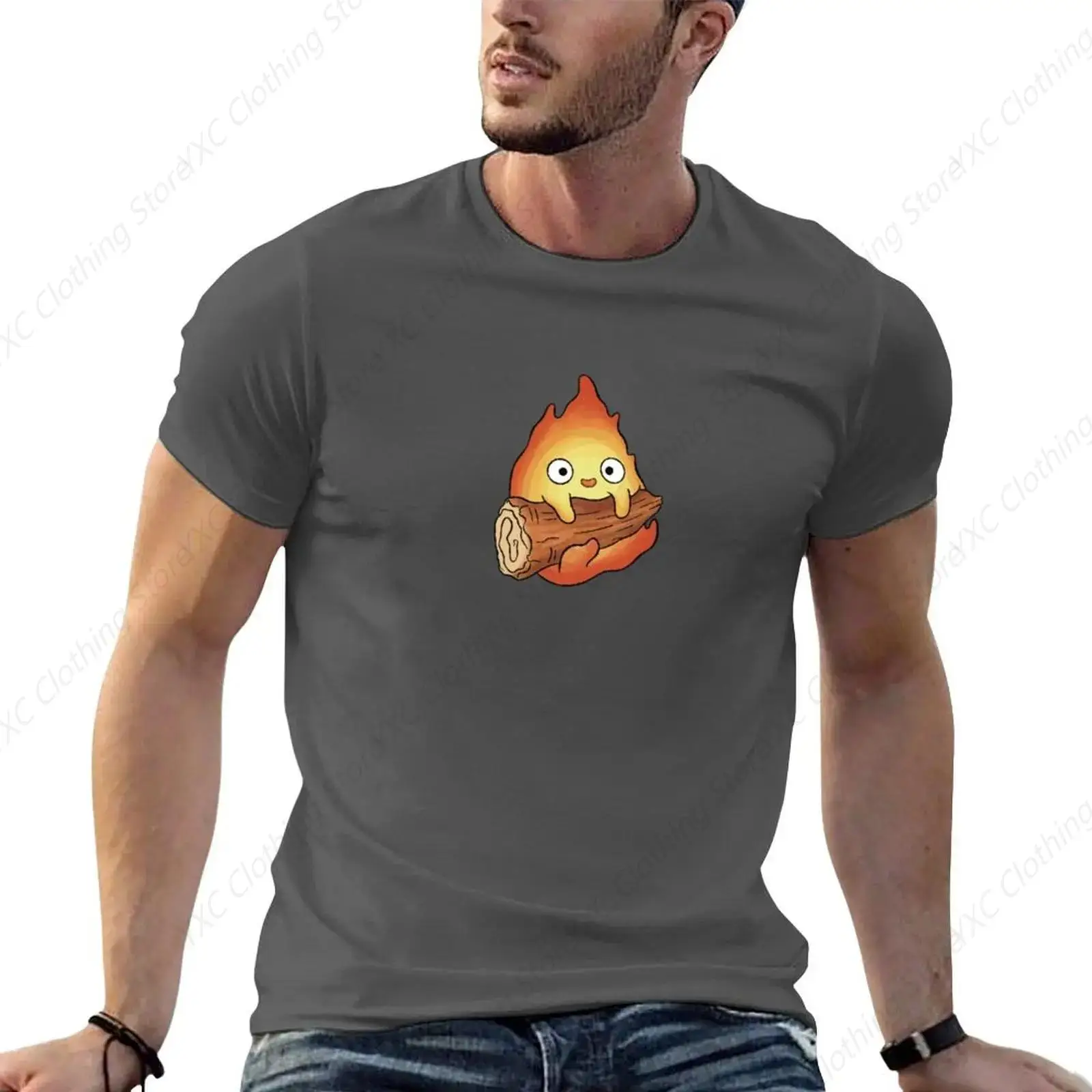 Fire demon men's T-shirt- Short Sleeve Crew Neck Soft Fitted Tees S - 6XL Fresh Classic Basic Tshirts