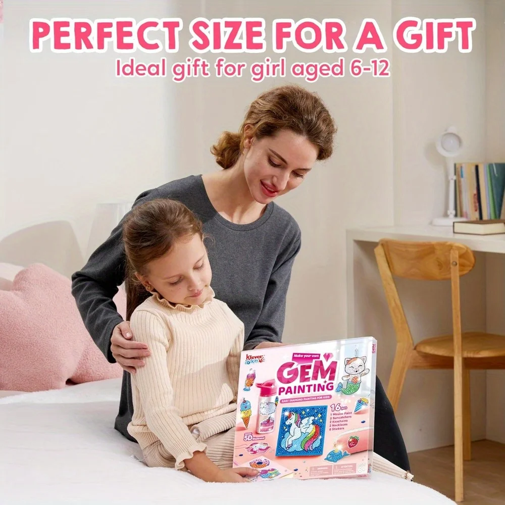 JOYFY 16 Projektów Zestaw do Malowania Diamentami dla Dzieci z Diamentami 5D dla Dziewczynek w Wieku 6-12 Lat Zestawy do Rękodzieła z Diamentami Prezent