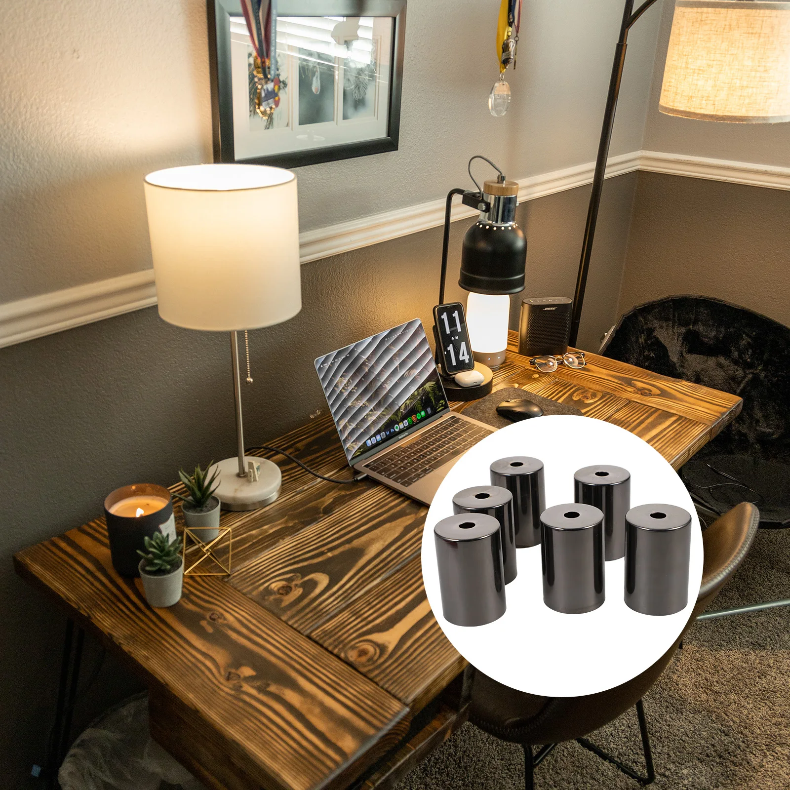 

6Pcs Metal Cylinder Lamp Finials Replacement Decorative Lamp Parts for Table Floor Pendant Lights Modern Finials