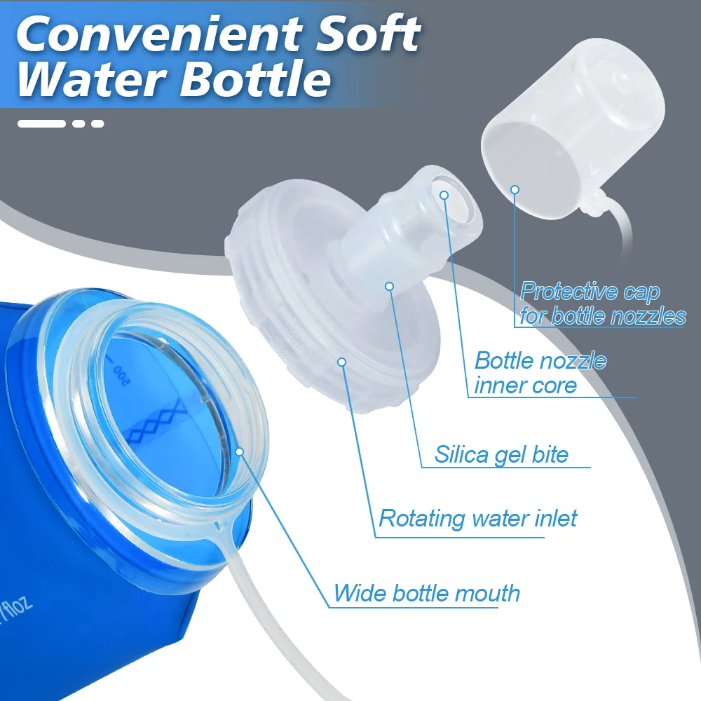 NEWBOLER 300/500/700 ml Wasserflasche, TPU, faltbar, weiche Flasche, Outdoor-Sport, Wasserbeutel, zusammenklappbare Wasserflasche, Laufen, Camping – Detail 14