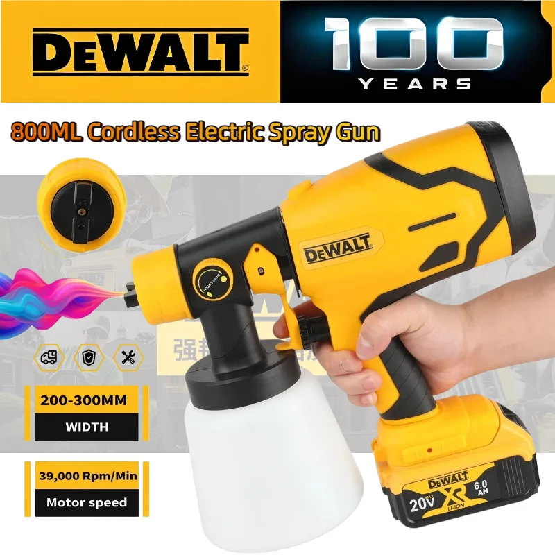 

DEWALT 800ML Cordless Electric Spray Gun，Fully Automatic Airbru，High Power Portable Paint Sprayer for Auto Coating