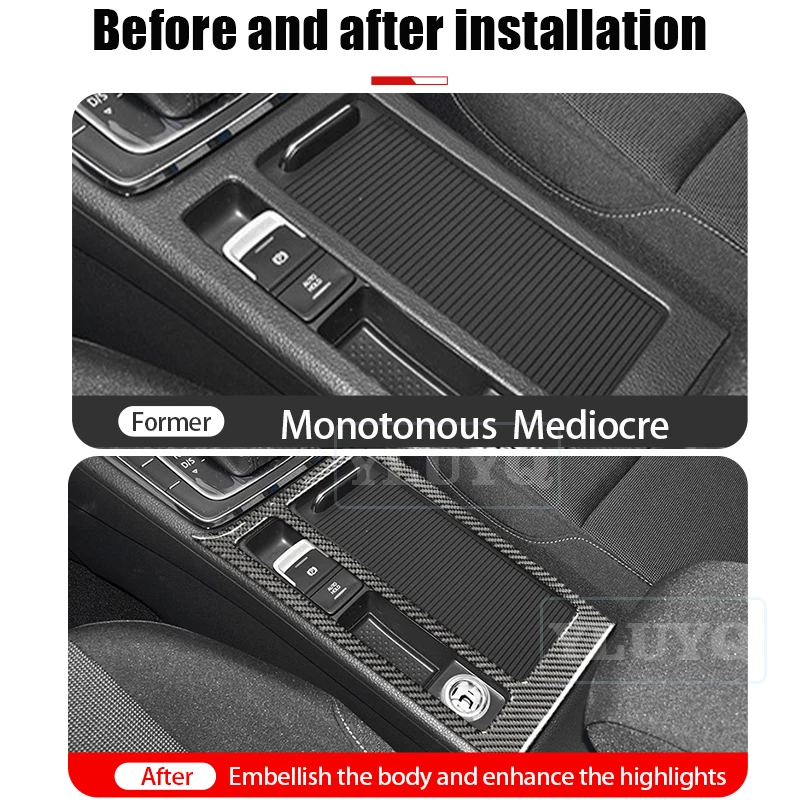 For Volkswagen Golf 7th Carbon fiber sticker Gear Panel Drinking glass holder panel VW MK7 GTI Modification accessories - view 2