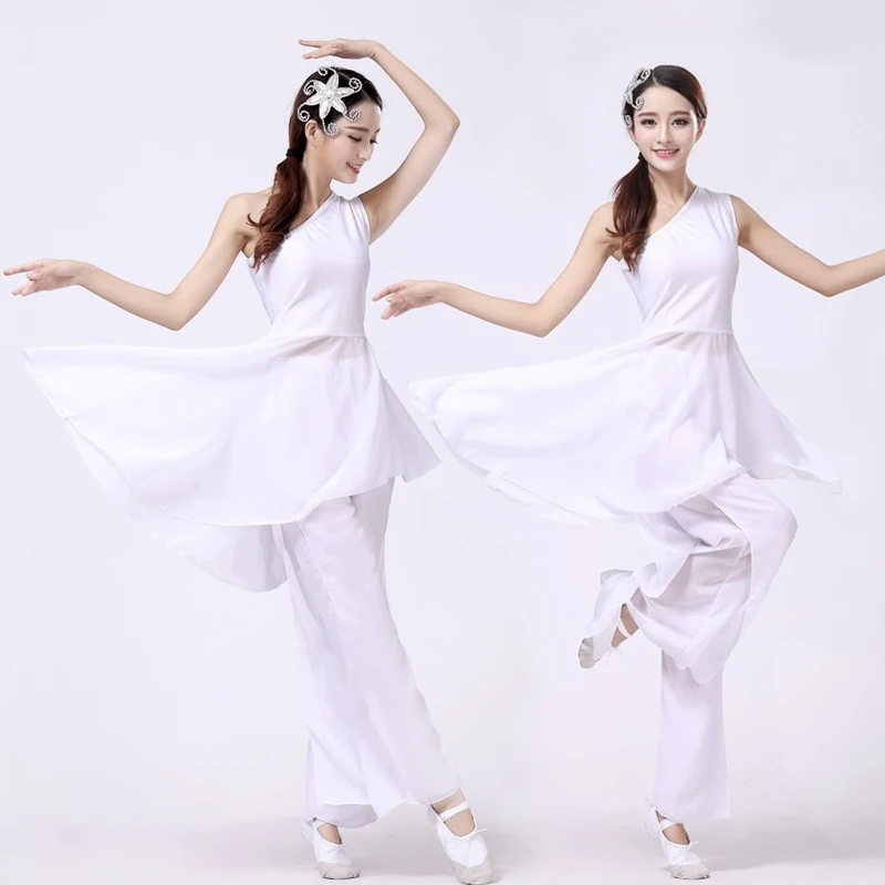 

Women's classical dance performance dress, modern dance dress, off-the-shoulder practice dress, white performance dress