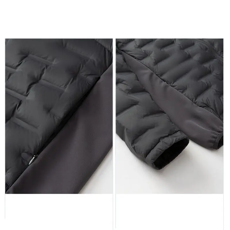 سترة رجالي بقلنسوة 90 بالمائة معطف شتوي منتفخ من ريش البط الأبيض للرجال دافئ خفيف الوزن بلون سادة ملابس خارجية بسيطة #6