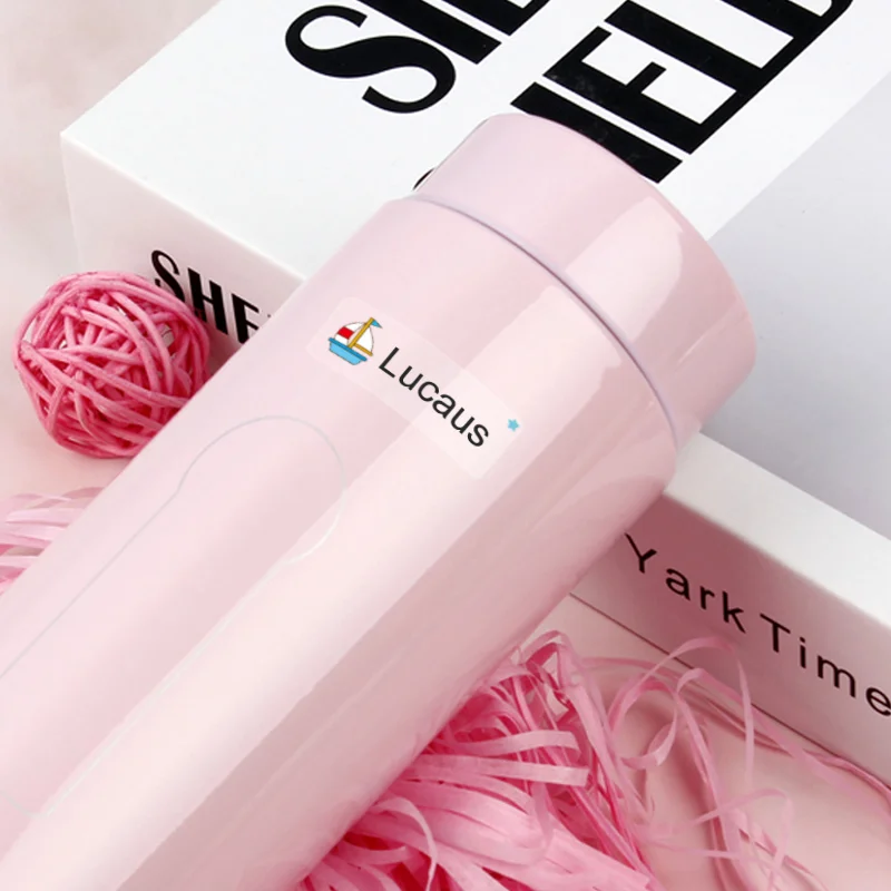 ملصقات شفافة مخصصة للأطفال - ملصقات أسماء مقاومة للماء للزجاجات الرياضية، علامات مدرسية مخصصة مع متعدد اللغات