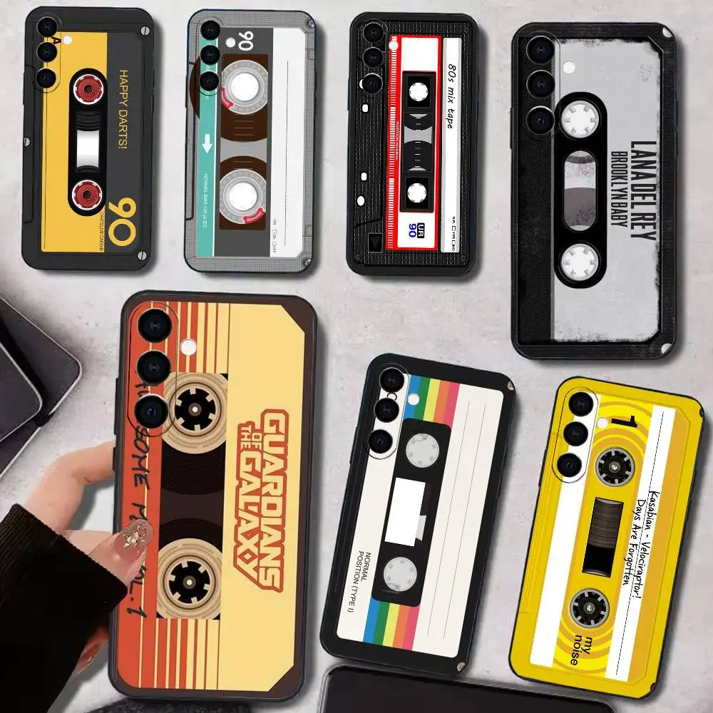 Retro Tape Card Print   Phone Case For Samsung Galaxy A73,A72,A71,A70,A53,A52,A51,Soft Silicone Black Cover