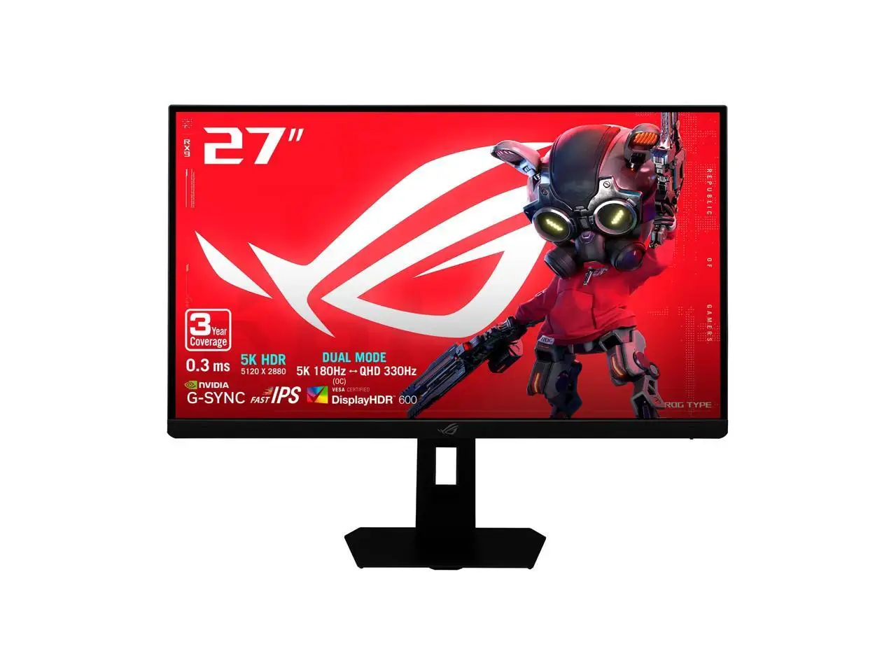 ASUS ROG Strix 27 inch Dual Mode 5K 180Hz, QHD 2K 1440P 330hz IPS AMD FreeSync Premium Pro & G-SYNC Compatible HDR600 USB-C Gaming Computer Monitor XG27JCG