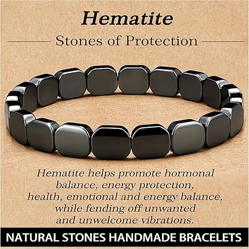 Valentines Day Gifts Hematite Bracelet for Men Natural Stones Reignites Masculine Energy Healing Bracelets Brithday Gifts