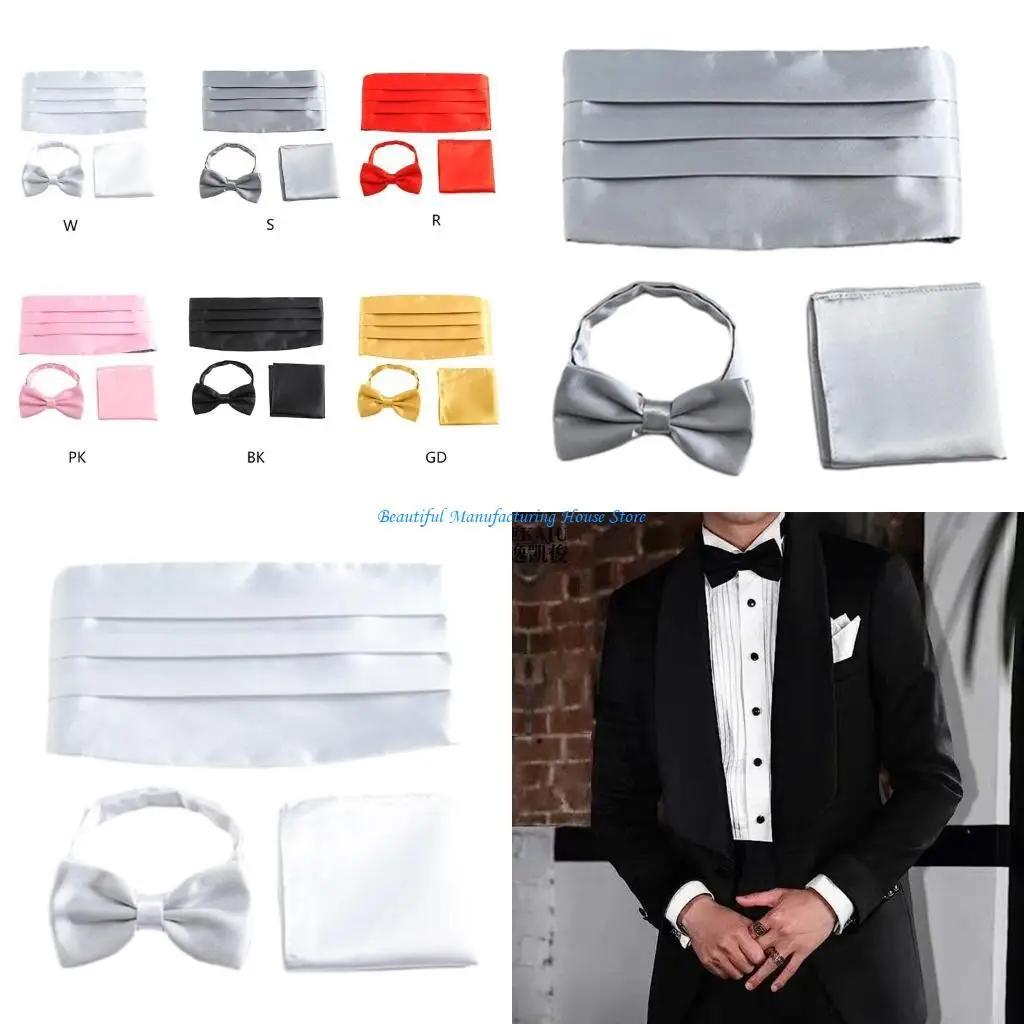 e56a-3in1-men-bowtie-set-with-pocket-squares-cummerbund-set-husband-father-suit-accs