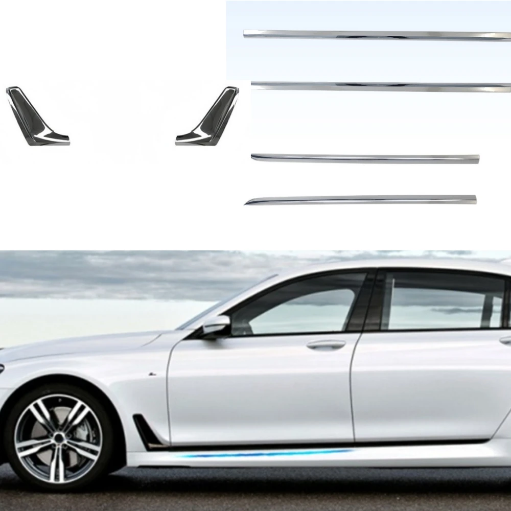 

6pcs Chrome Door Side Strips 51747478837 51747478838 51337364351 51337364352 For BMW 7 Series Long Wheelbase 2016-2018