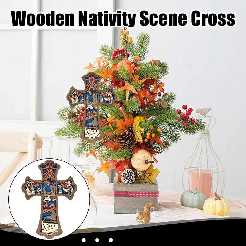 Wooden Nativity Wall Sculpture Wall Nativity Scene Wooden Sculpture Decor Indoor Outdoor Christmas Tree Seasonal Decor For