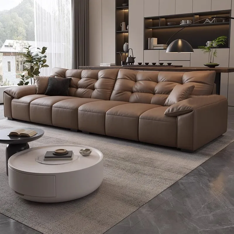 Ear sofa living room home modern simple first layer cowhide straight row big black bear