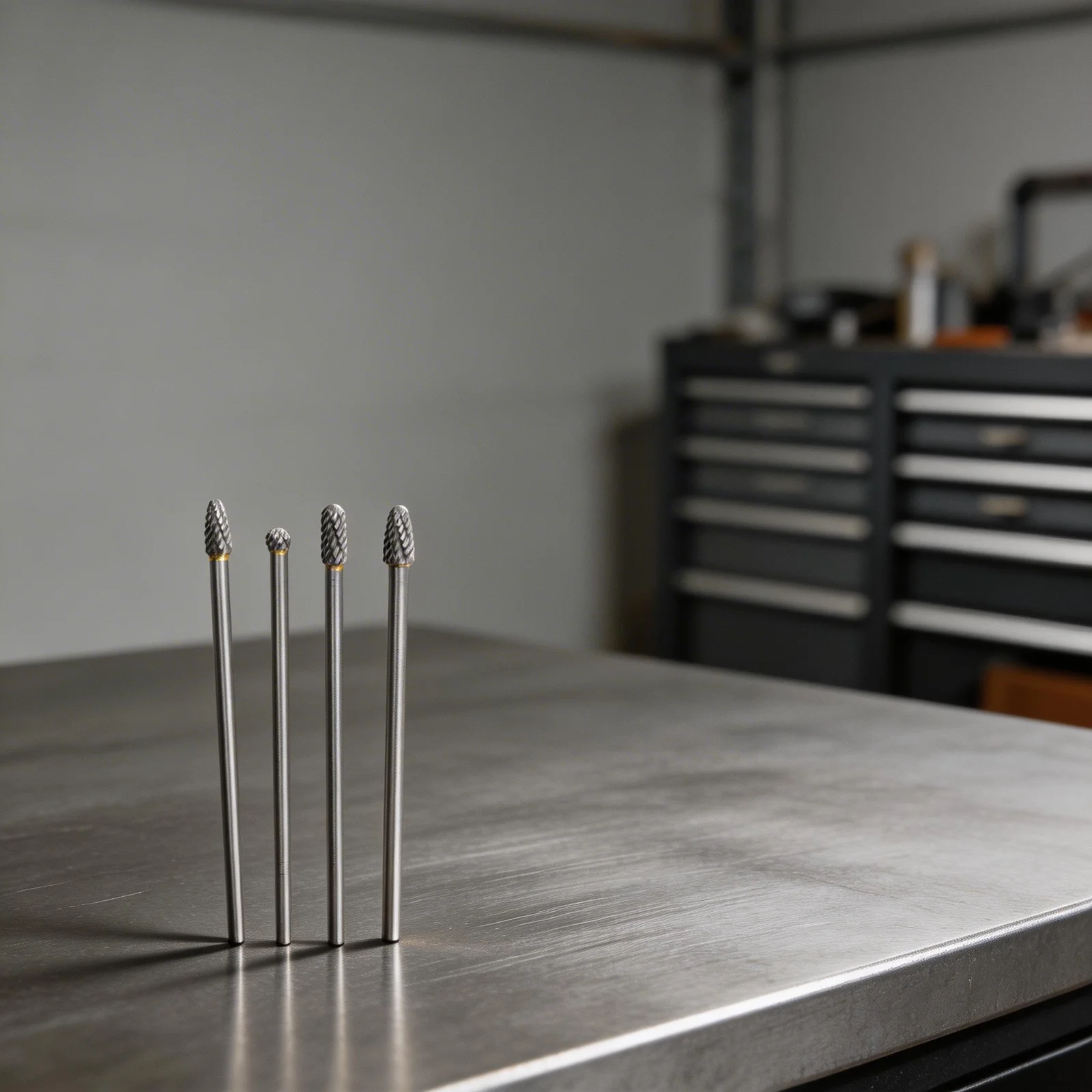 4pc Double Cut Carbide Rotary Burrs with Extended Reach Perfect for CNC Applications in Metal and Tile Cutting