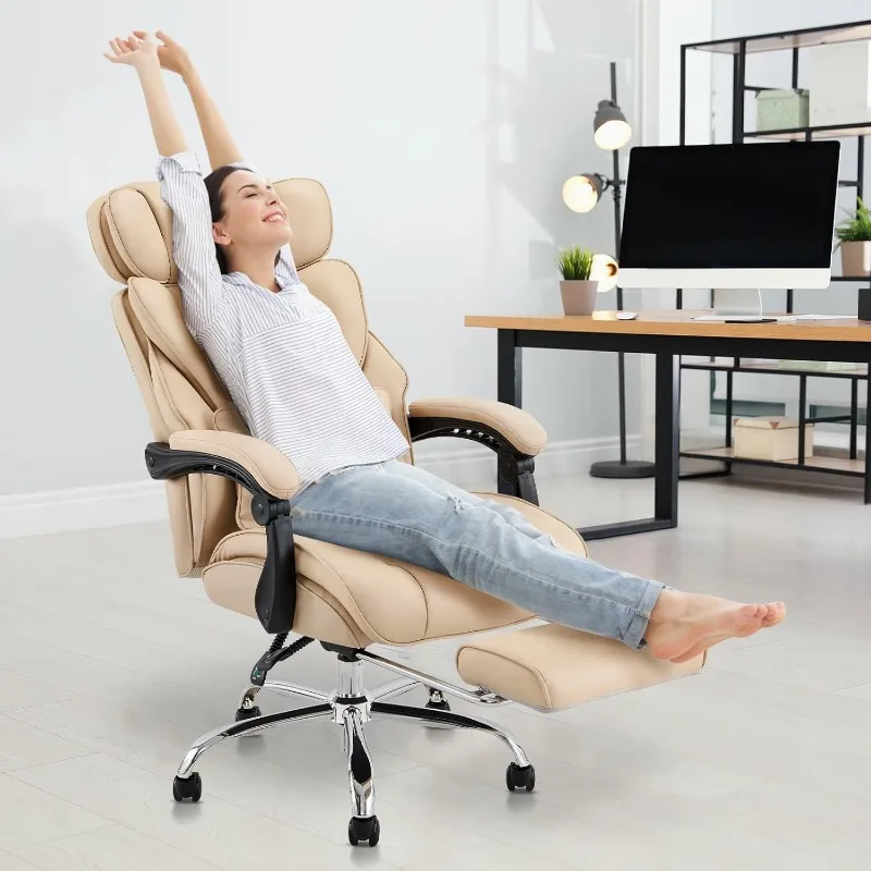 COLAMY Office Chair with Footrest, Ergonomic High Back Design Executive Computer Desk Chair with Removable Lumbar Pillow