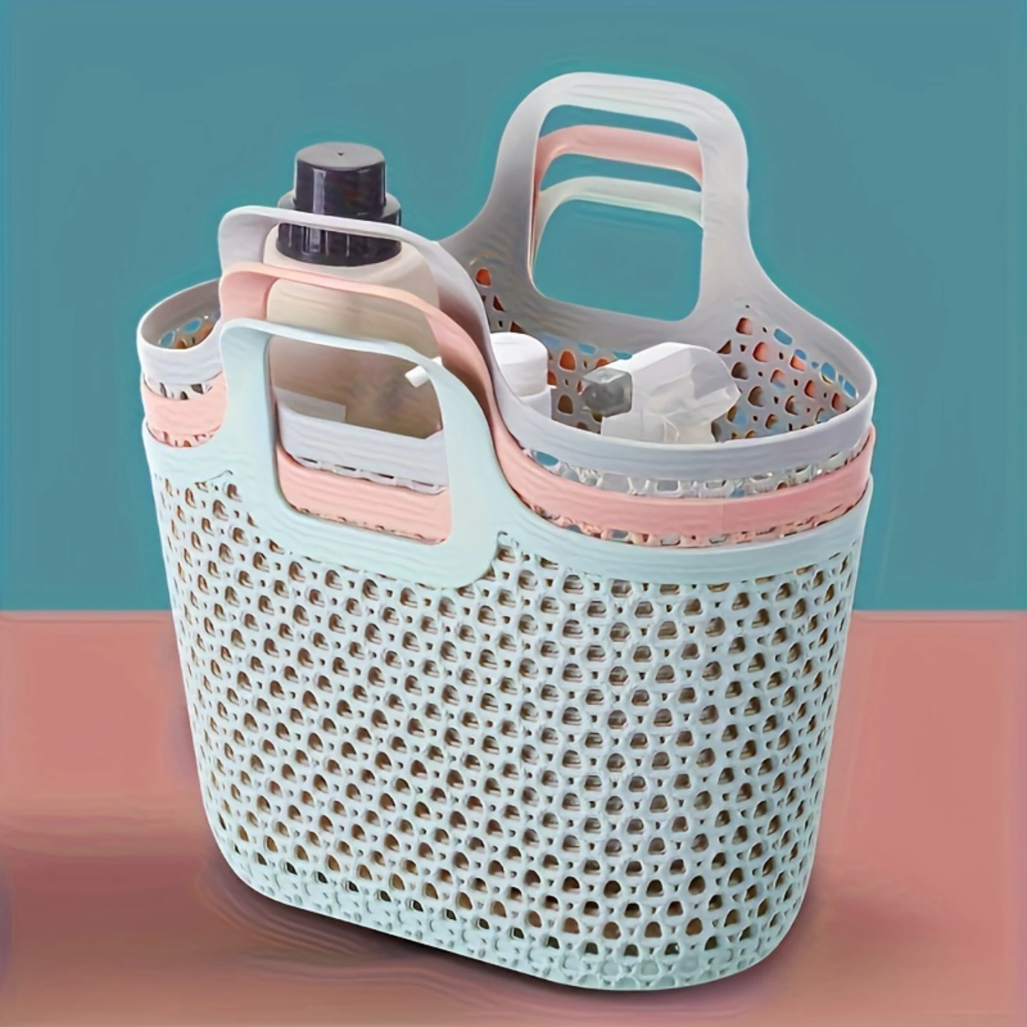 클래식 스타일 플라스틱 샤워 캐디 바구니 - 손잡이가 있는 다용도 휴대용 목욕 정리함, 욕실 및 조직용(1-