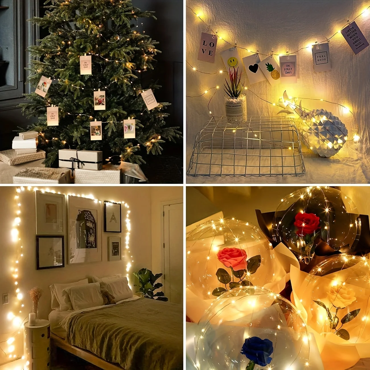 1pc Photo Fairy Lights String with 50/30/20 Clips USB Powered String Lights for Cards Photos Bedroom Parties Weddings Decoration