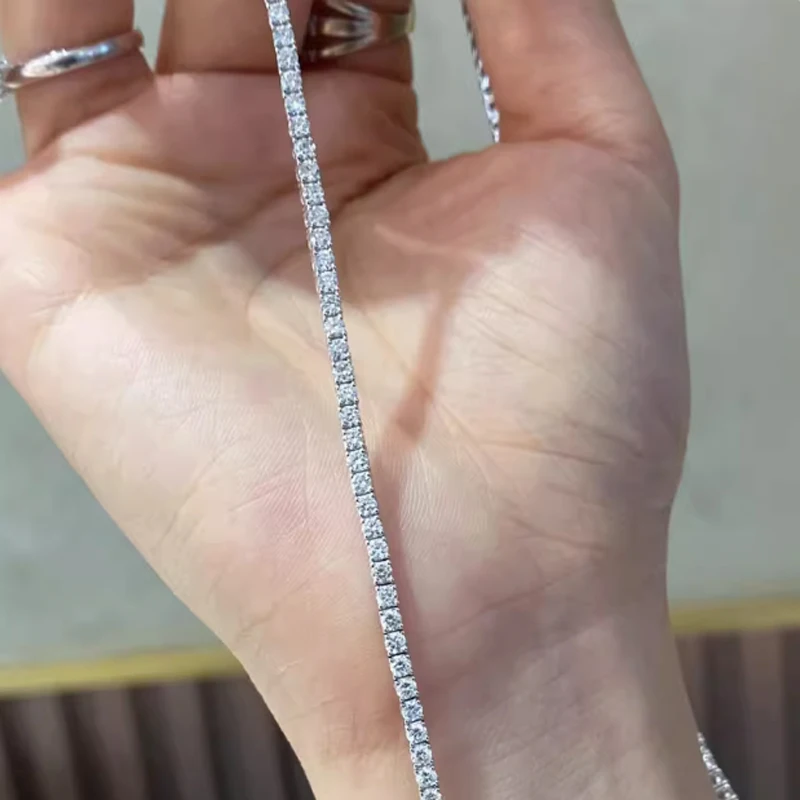 Heißer Sterling 925 Silber Volle AAA Zirkon Armband Edlen Schmuck 16 cm-19 cm 2-3mm glänzende CZ Zubehör Für Frauen Jahrestag Geschenk – Detail 7