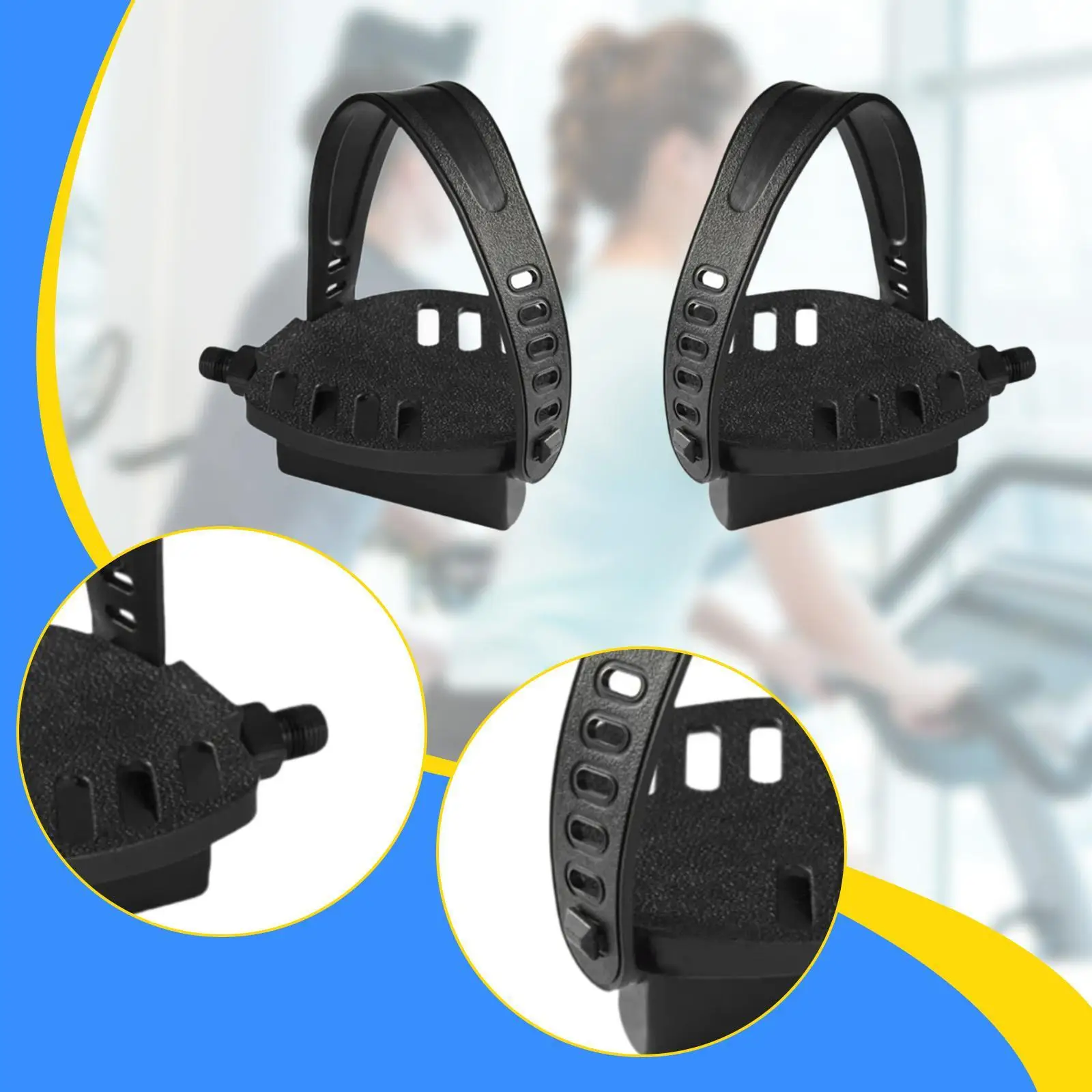 2x دواسات دراجة التمرين معدات اللياقة البدنية خفيفة الوزن مع حزام دواسات ركوب الدراجات الداخلية لقطع غيار الدراجة الداخلية #4